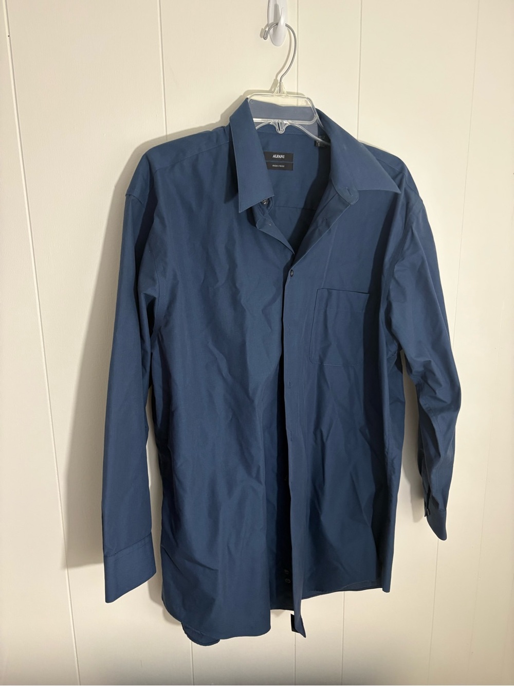 Alfani Men's Iron-Free Dress Shirt in Navy Blue